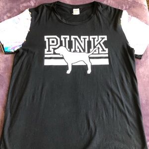 NWOT VS Pink bling sleeve shirt